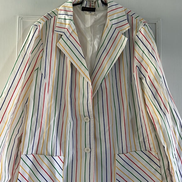 Vintage 80’s Christel White Rainbow Stripped Blazer - Picture 2 of 6